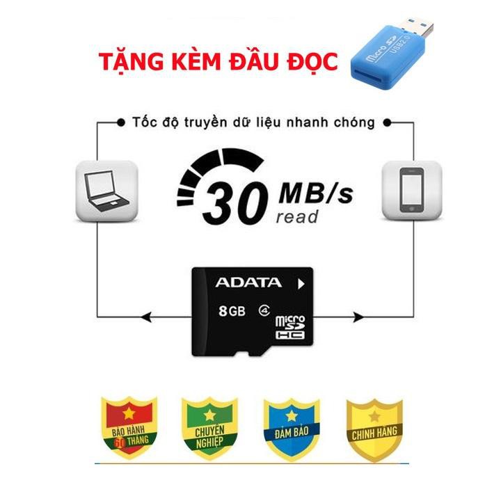 [SIÊU KHUYẾN MÃI] THẺ NHỚ MICRO SD 8G TẶNG KÈM ĐẦU ĐỌC THẺ THÔNG MINH