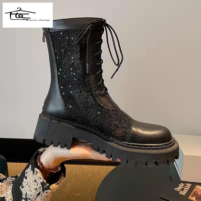 Giày Bốt Martin Dạng Lưới Rỗng Đế Dày Thoáng Khí Thời Trang Xuân Hè Kiểu Mới 2022 Cho Bạn Gái