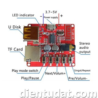 Mạch Giải Mã Âm Thanh Bluetooth 4.1 USB TF
