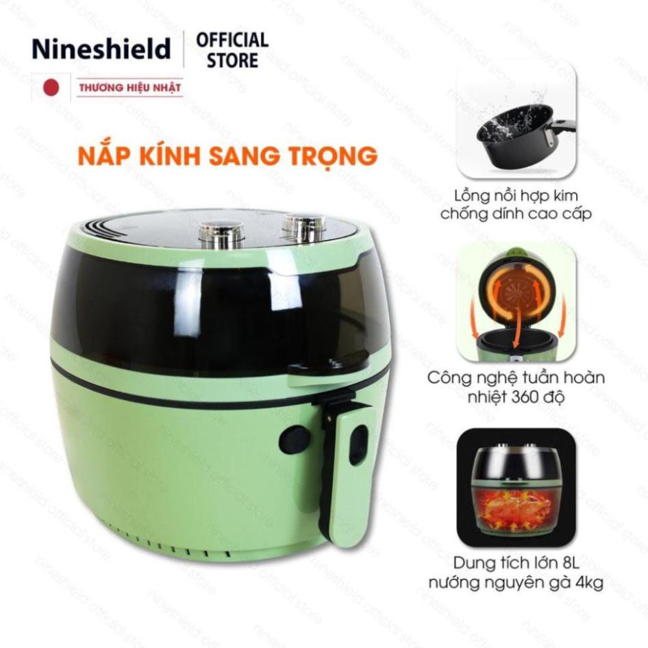 [ SX63 ] Nồi Chiên Không Dầu Nine Shield KB6001M - Nồi Chiên Không Dầu 8L [Bảo Hành 12 Tháng]