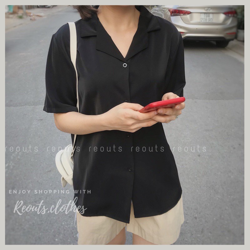 Áo sơ mi nữ công sở tay ngắn cổ vest ảnh thật Thời trang nữ Reouts | BigBuy360 - bigbuy360.vn