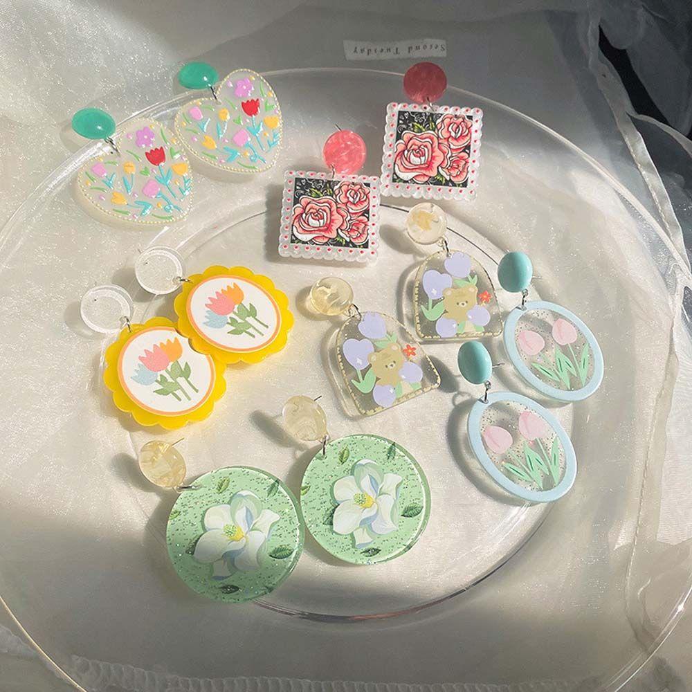 Bông Tai Hình Hoa Bằng Acrylic Thời Trang Hàn Quốc Cho Nữ