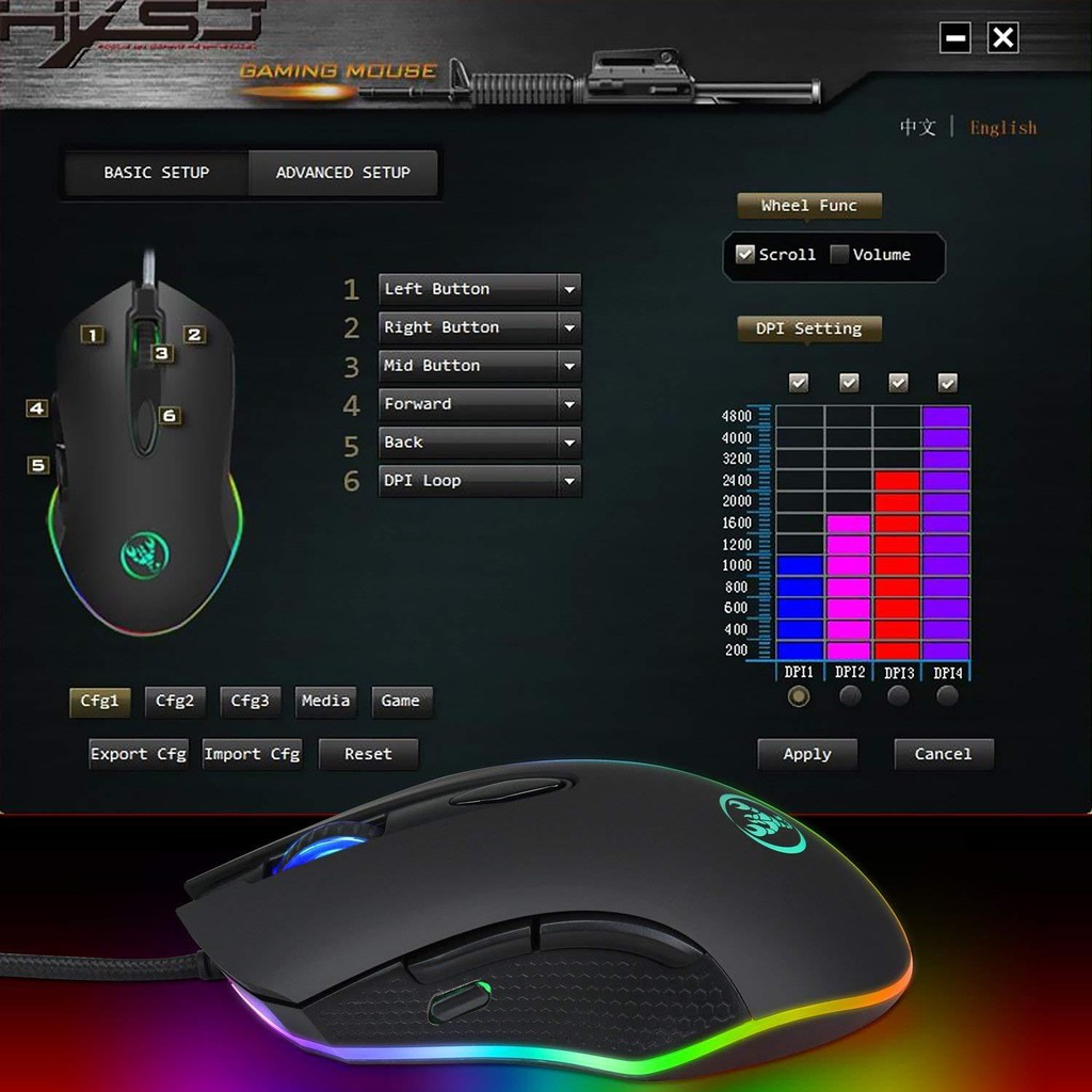 Chuột chơi game chuyên dụng - Gaming Mouse HXSJ S500 - Đèn Led có nút chỉnh DPI