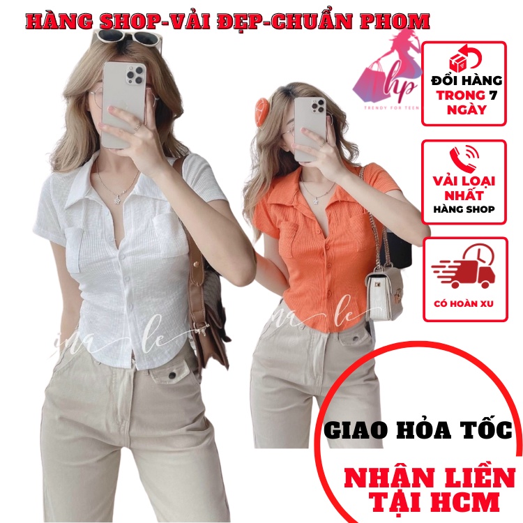 Áo sơ mi nữ ngắn croptop ôm body tay ngắn kiểu hàn quốc màu trắng đen rất phong cách nổi bật-A164
