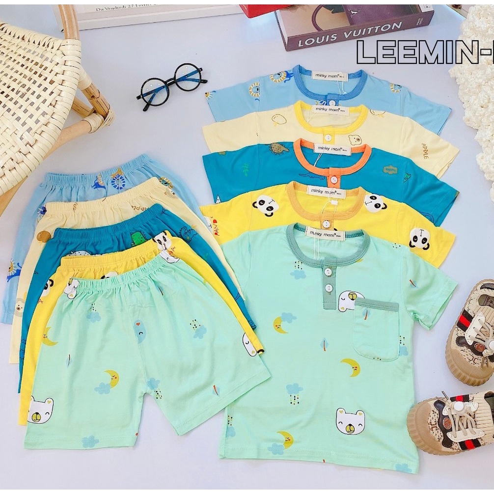 Đồ bộ bé trai gái MINKY MOM size đại cộc tay thun lạnh, bộ quần áo cho bé trẻ em mặc ở nhà 1 2 3 4 5 6 7 8 tuổi BC055
