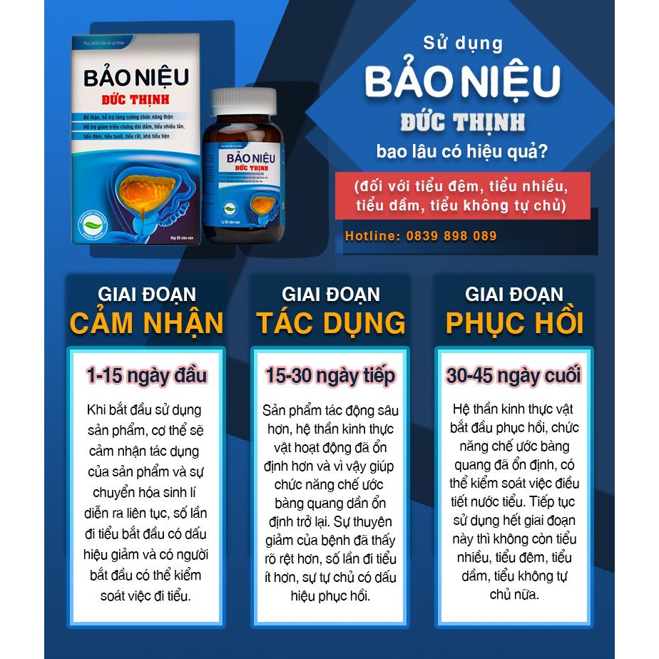 Bảo Niệu Đức Thịnh hỗ trợ bổ thận và hỗ trợ điều trị đái dầm, đái nhiều, đái buốt, đái rắt