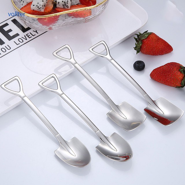 Muỗng ăn tráng miệng bằng thép không gỉ thiết kế hình chiếc xẻng độc đáo tiện dụng