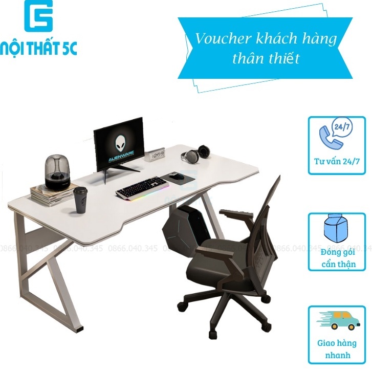 Bàn gaming chân sắt chữ K Z U đầy đủ kích thước, bàn làm việc học tập thông minh lắp ráp dễ dàng mẫu mới nhất