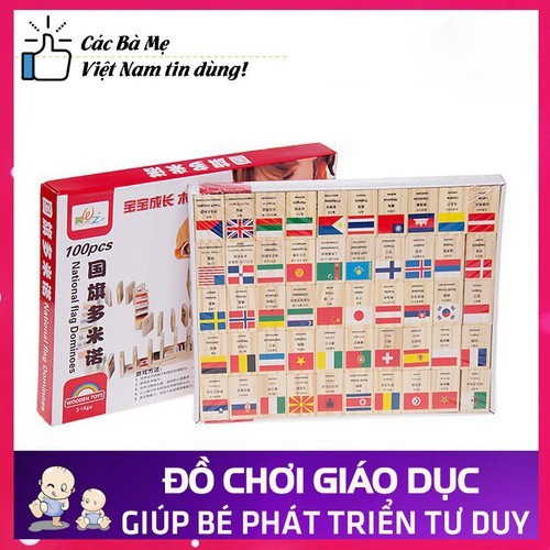 Trò chơi domino cờ các nước | Đồ chơi Domino 100 quốc gia bằng gỗ cho bé