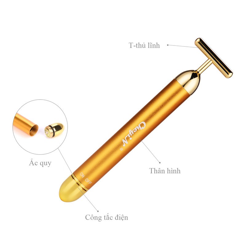 [Mã FMCGMALL - 8% đơn 250K] Cây lăn mát xa mặt CkeyiN xi mạ vàng 24K giúp giảm nếp nhăn MR002G | BigBuy360 - bigbuy360.vn