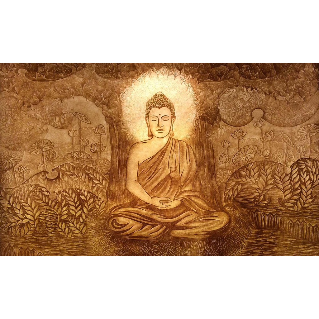 Tranh 3d dán tường bằng vải lụa cao cấp vị trí ban thờ, bàn thờ gia tiên