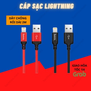 Cáp Sạc Lightning HOCO X14 Sạc Nhanh Dây Dù Màu Đen/Đỏ - Hàng Chính Hãng Bảo Hành 12 Tháng [Dài 2M]