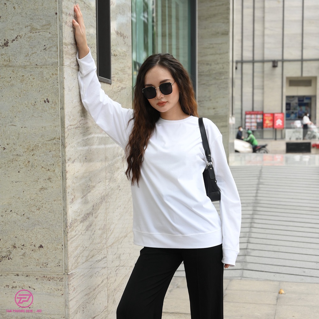 👋🤘  cao cấp, áo thun Sweater, áo thun cotton 100% form rộng cao cấp Tân Phương màu trắng