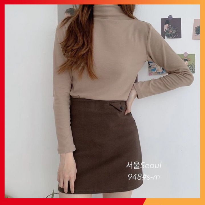 Áo giữ nhiệt, cổ lọ tay dài, chất thun lạnh, giữ ấm co giãn 4 chiều 40-55kg phong cách Hàn quốc , QUYNHANHPUKA