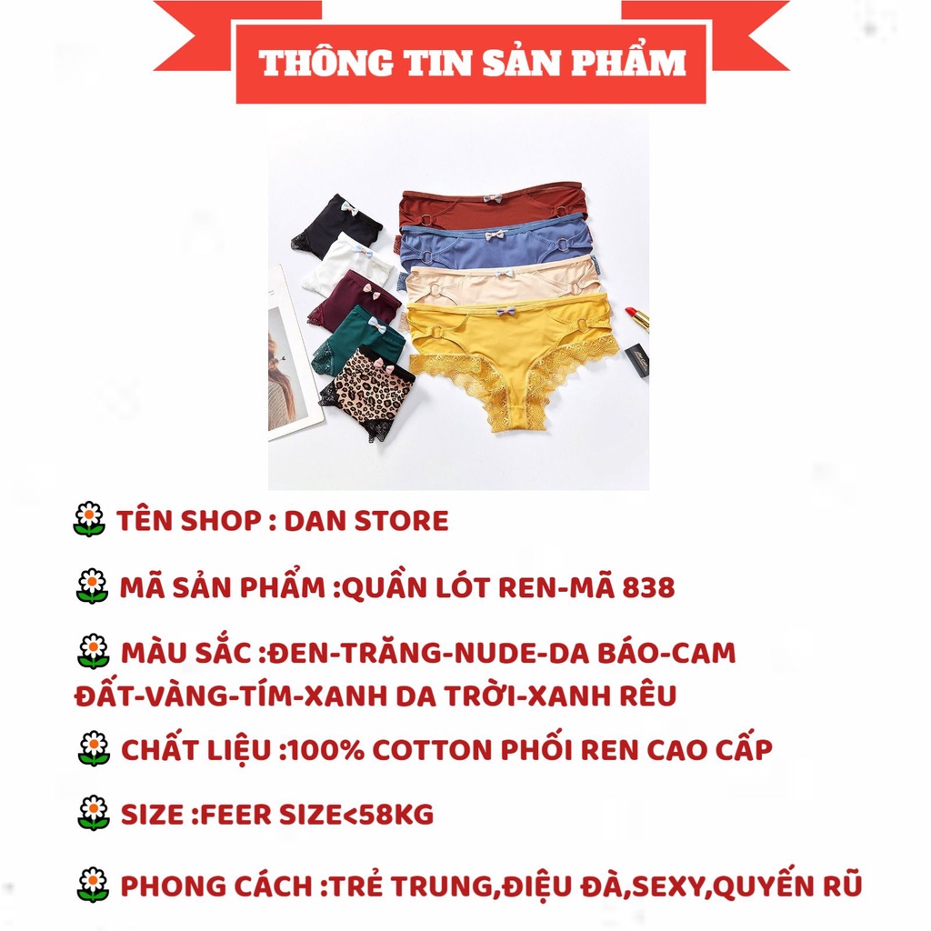Quần Lót Nữ - Quần lót ren thiết kế 3 dây viền ren mềm mại DAN STORE MÃ 838