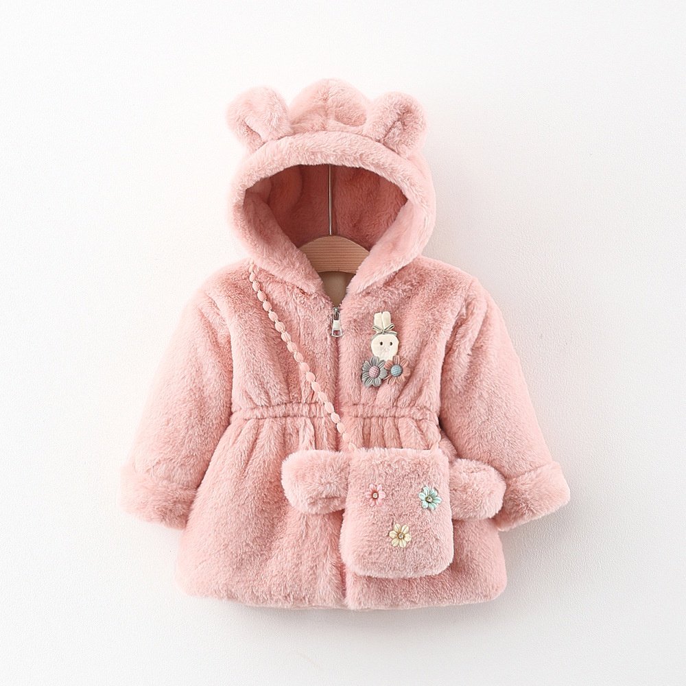 Áo khoác lông lót bé gái tặng kèm túi đeo size 7-15kg