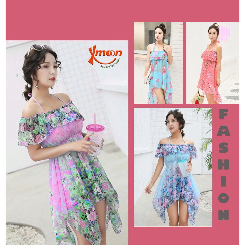 Váy đi biển đầm đi biển có đệm nâng ngực tặng kèm đồ bơi MH1730-36-50