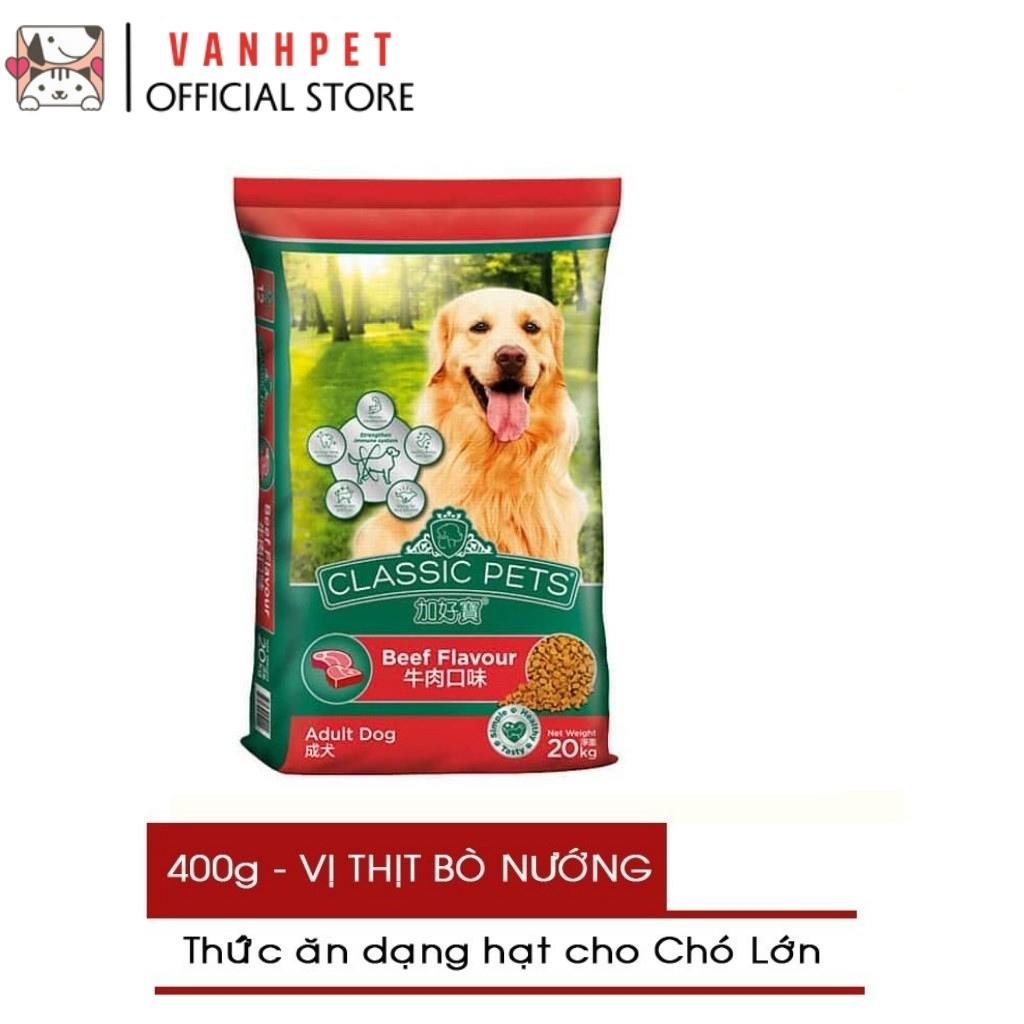 Thức ăn hạt khô Classic cho chó con Classic Pets vị sữa và chó lớn Classic Adult vị thịt bò gói 400G -  vanhpet