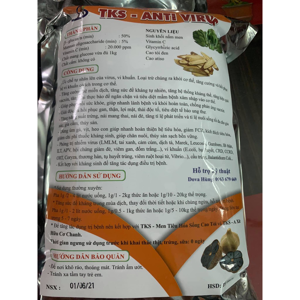 TKS ANTI VIRUS 1KG kích thích và tăng cường hệ miễn dịch cho vật nuôi , thủy sản