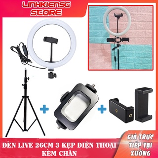 Đèn LiveStream Live 26CM + 3 Kẹp ĐT + Chân 2M Full Bộ live stream nhiều máy