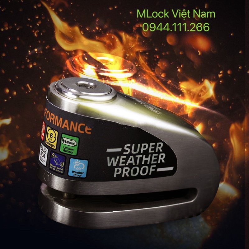 Ổ KHÓA đĩa báo động xe máy chống nước inox 304 bảo hành 10 năm