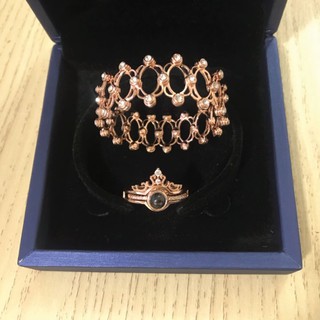 Bộ quà tặng tình yêu lãng mạn - Nhẫn Vương Miện - Vòng tay Nhẫn  co giãn - Bạc 925