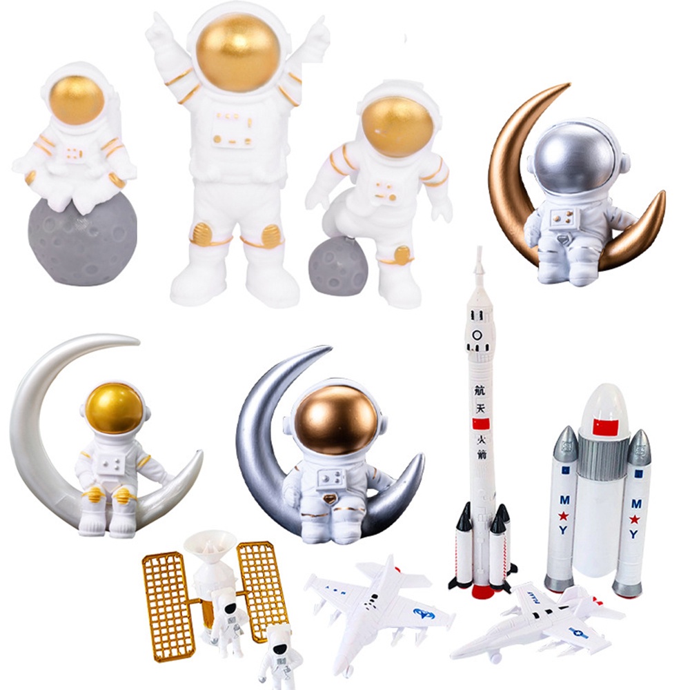 Set 3 mô hình phi hành gia mini dễ thương trang trí bánh