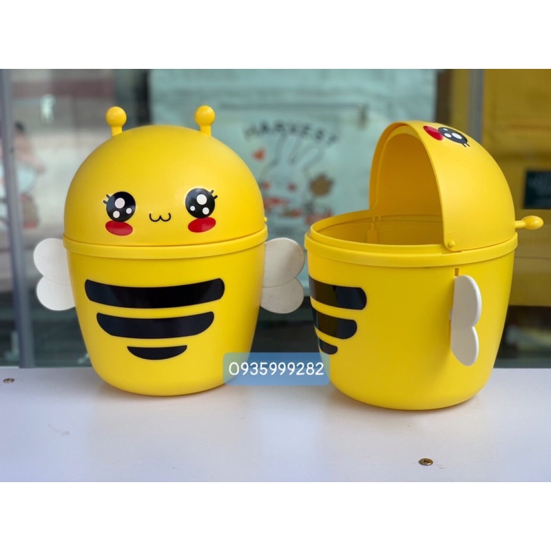 Thùng rác nhựa mini để bàn cute hình gà, ong