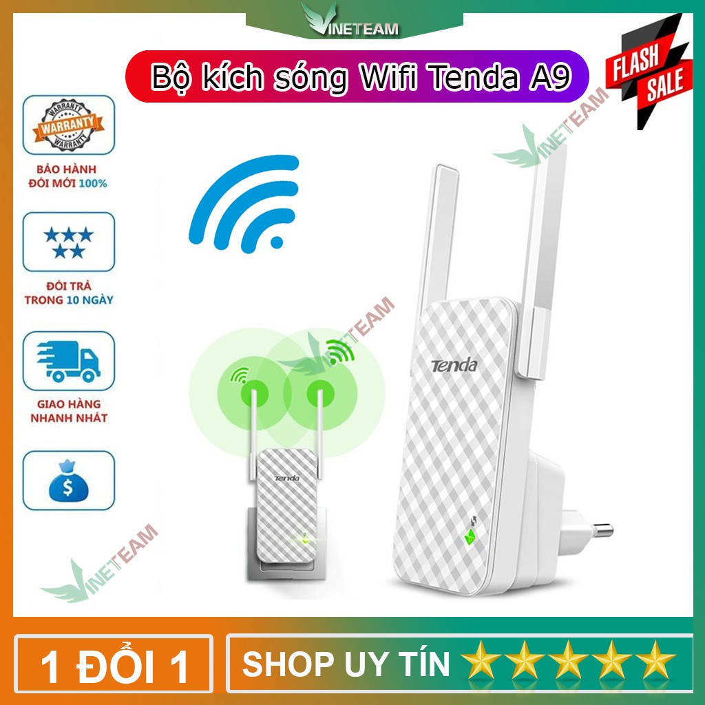 Tenda A9- Bộ Kích Sóng Wifi 300Mbps✔Bộ Mở Rộng Sóng Wifi Chuẩn N Tốc Độ 300Mbps -dc4309