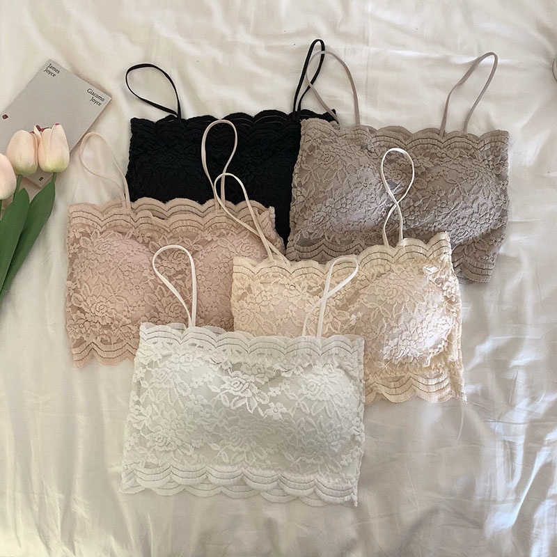 Áo kiểu croptop XIAOZHAINV hai dây phối ren 5 màu sắc tùy chọn quyến rũ cho nữ