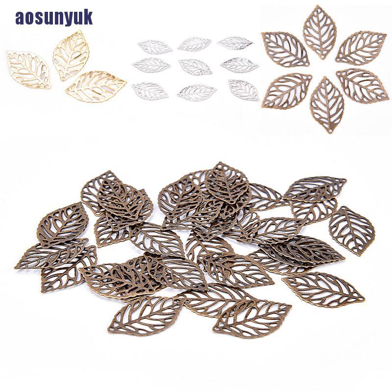 Bộ 50 mặt dây hình chiếc lá rỗng làm đồ trang sức DIY