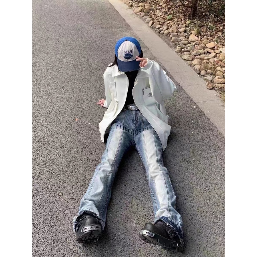 Quần jeans Nữ Lưng Cao Thêu Hoa Thời Trang Hàn