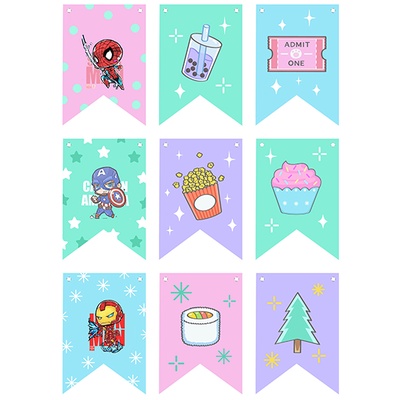 Bộ dây treo 12 cung hoàng đạo DTSN5 trang trí 1m5 phi hành gia jinbeisan siêu anh hùng tfboys trần tình lệnh astronaut
