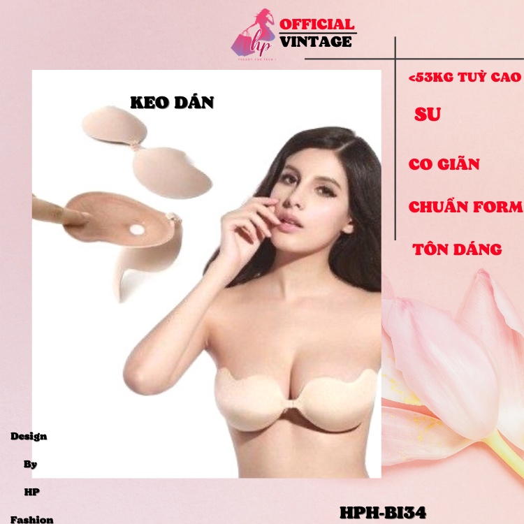 Miếng dán ngực đúc su cài trước siêu bám dính nâng ngực tạo khemặc áo hở lưng BI34