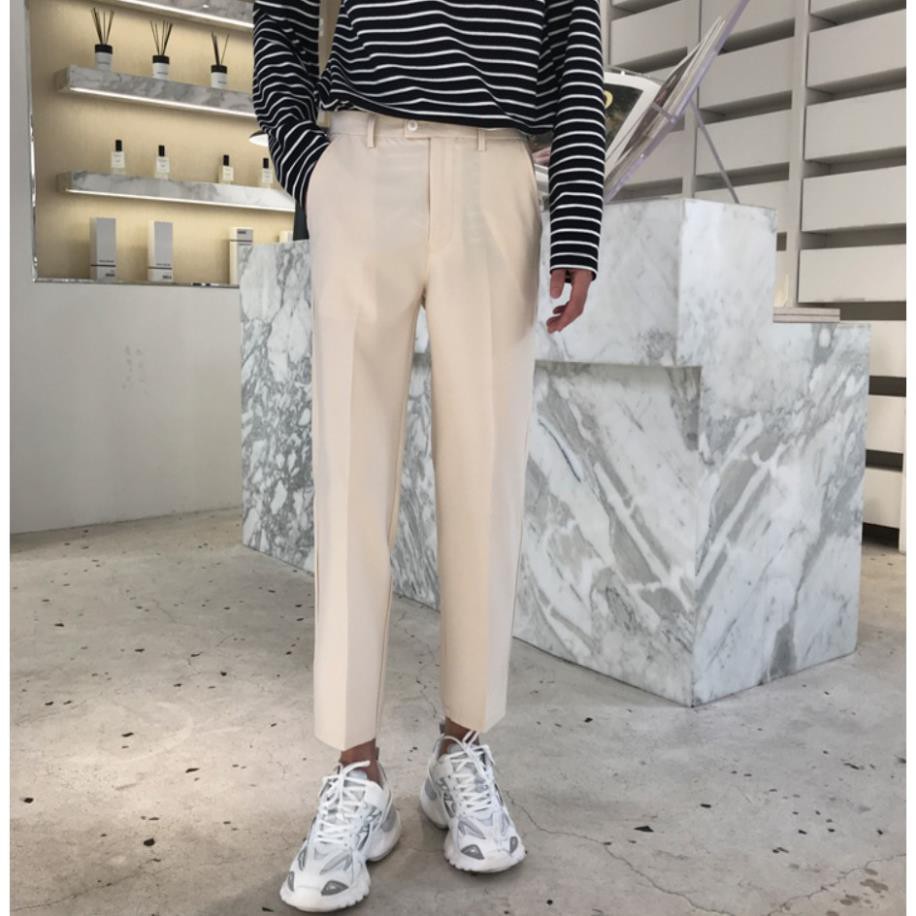 [May Thủ Công] Quần Tây Nam Màu Kem Dáng Baggy Chất Vải Co Giãn, Không Xù Phong Cách Hàn Quốc Hot Trend (V01) | BigBuy360 - bigbuy360.vn