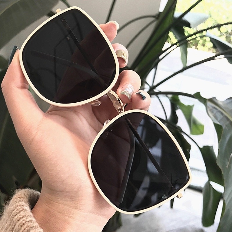 Kính mát MANYUE màu trắng/ đen chống tia UV phong cách retro Hàn Quốc