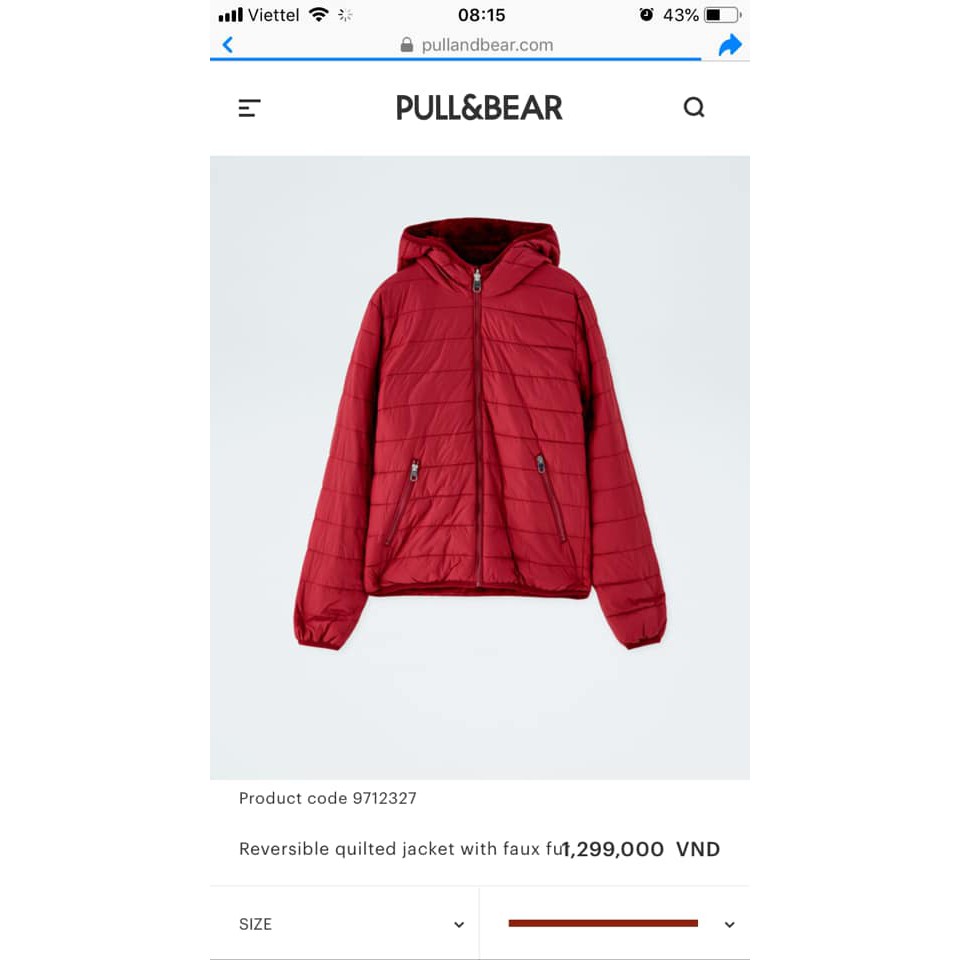 Áo khoác lông hai mặt Pull&Bear