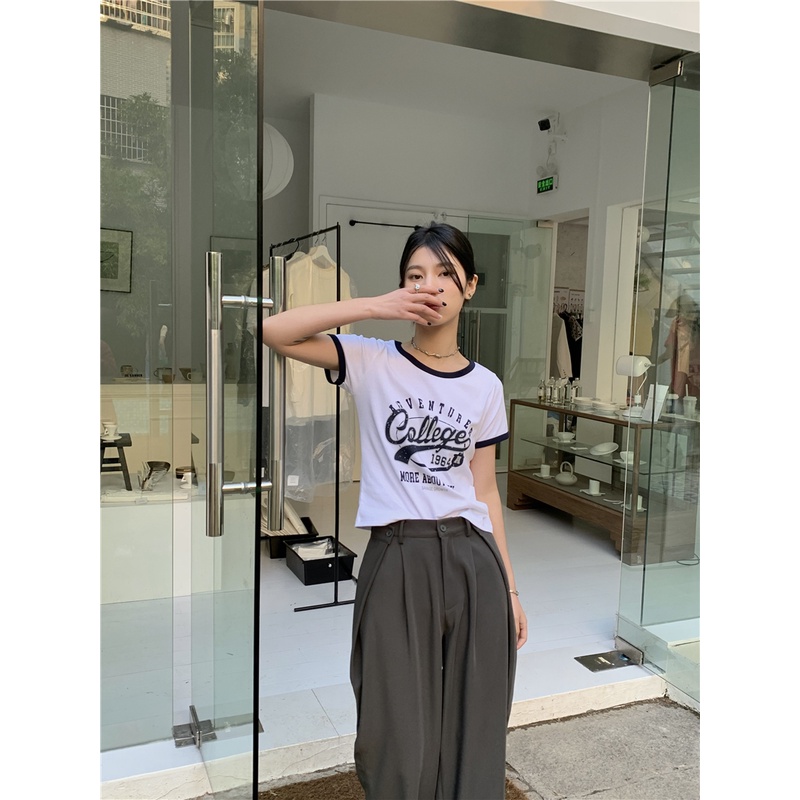 |AP21| Áo thun nữ Collegue 1964 phong cách retro American