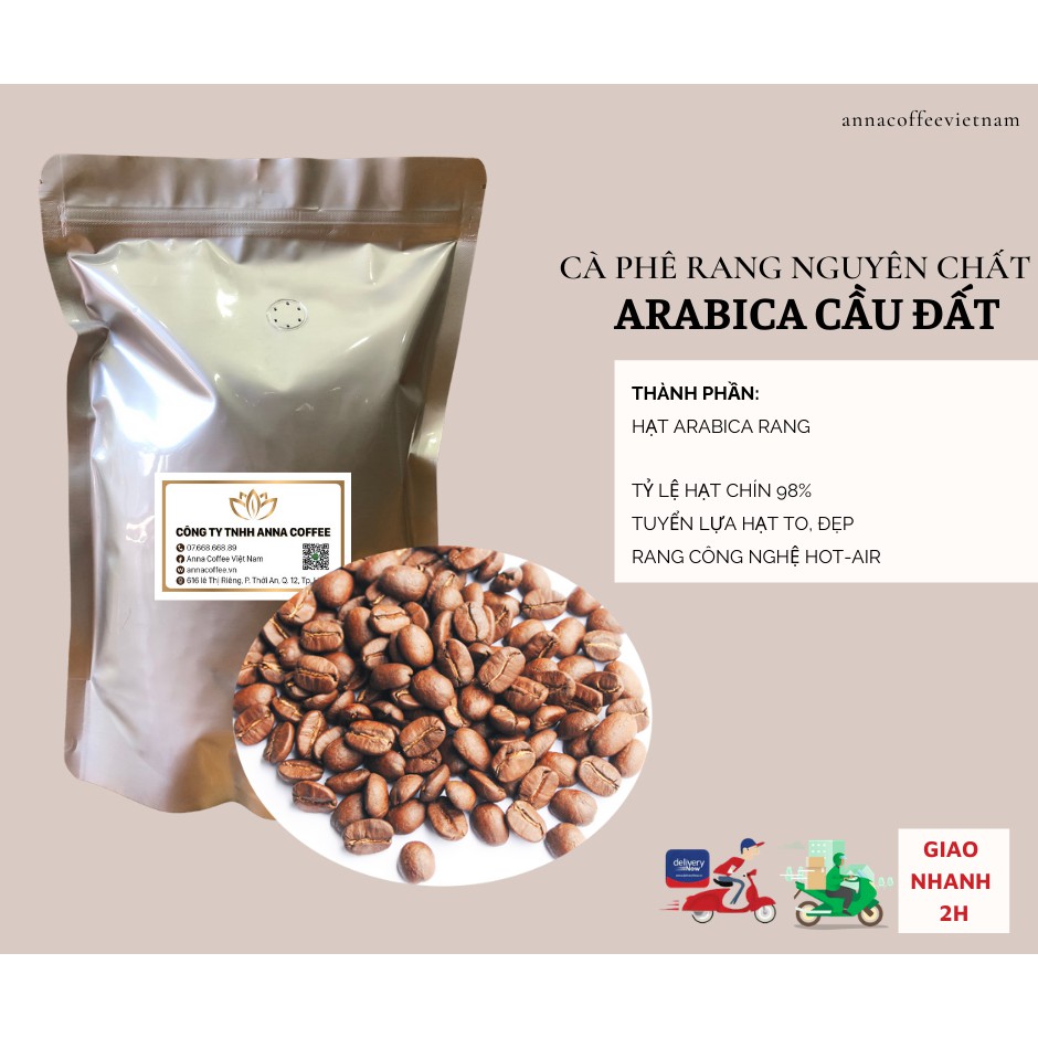 Cà Phê Arabica cầu đất rang sẵn hạt mộc nguyên chất 1kg đắng dịu hương thơm nhẹ nhàng quyến rũ vị hơi chua