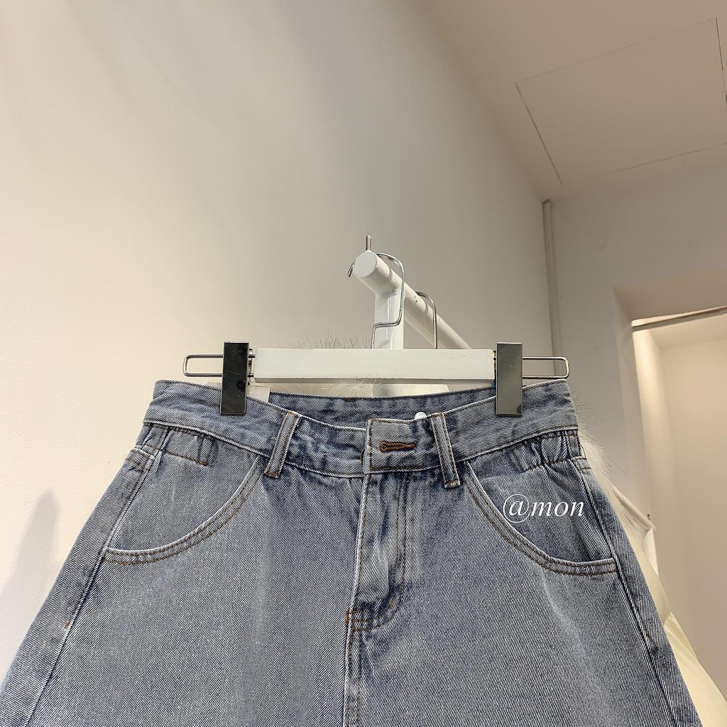 2101383 Quần short jeans nữ ulzzang cạp cao màu xanh nhạt có size