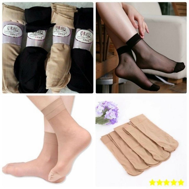 Tất giấy chống nắng cổ ngắn siêu dai, mềm mịn, có 2 màu da và đen