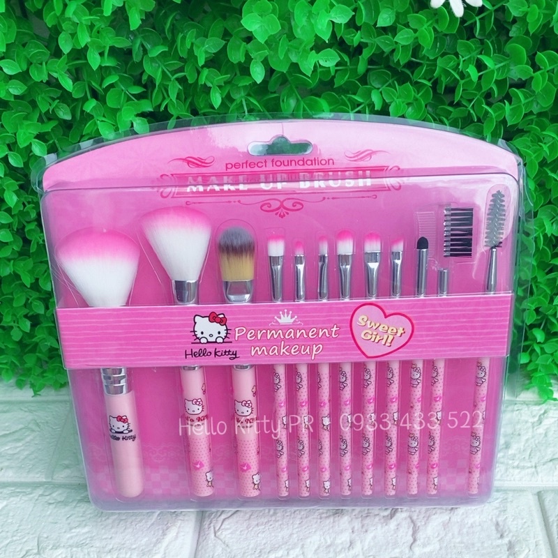 BỘ CỌ TRANG ĐIỂM HELLO KITTY (12 cây)