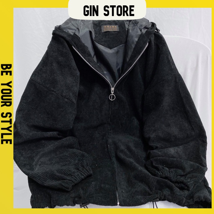 Áo khoác nhung gân 2 lớp form nam nữ unisex ulzzang oversize - GIN STORE