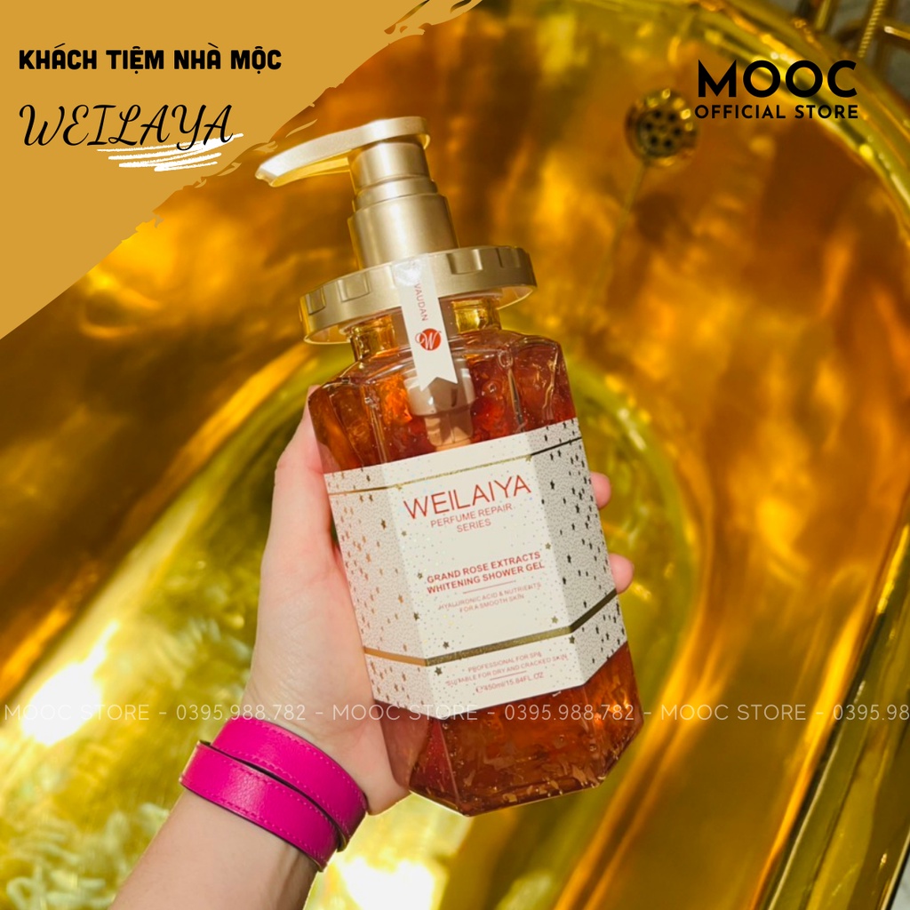 Sữa tắm Weilaiya trắng da cánh hoa hồng Damask 450ml