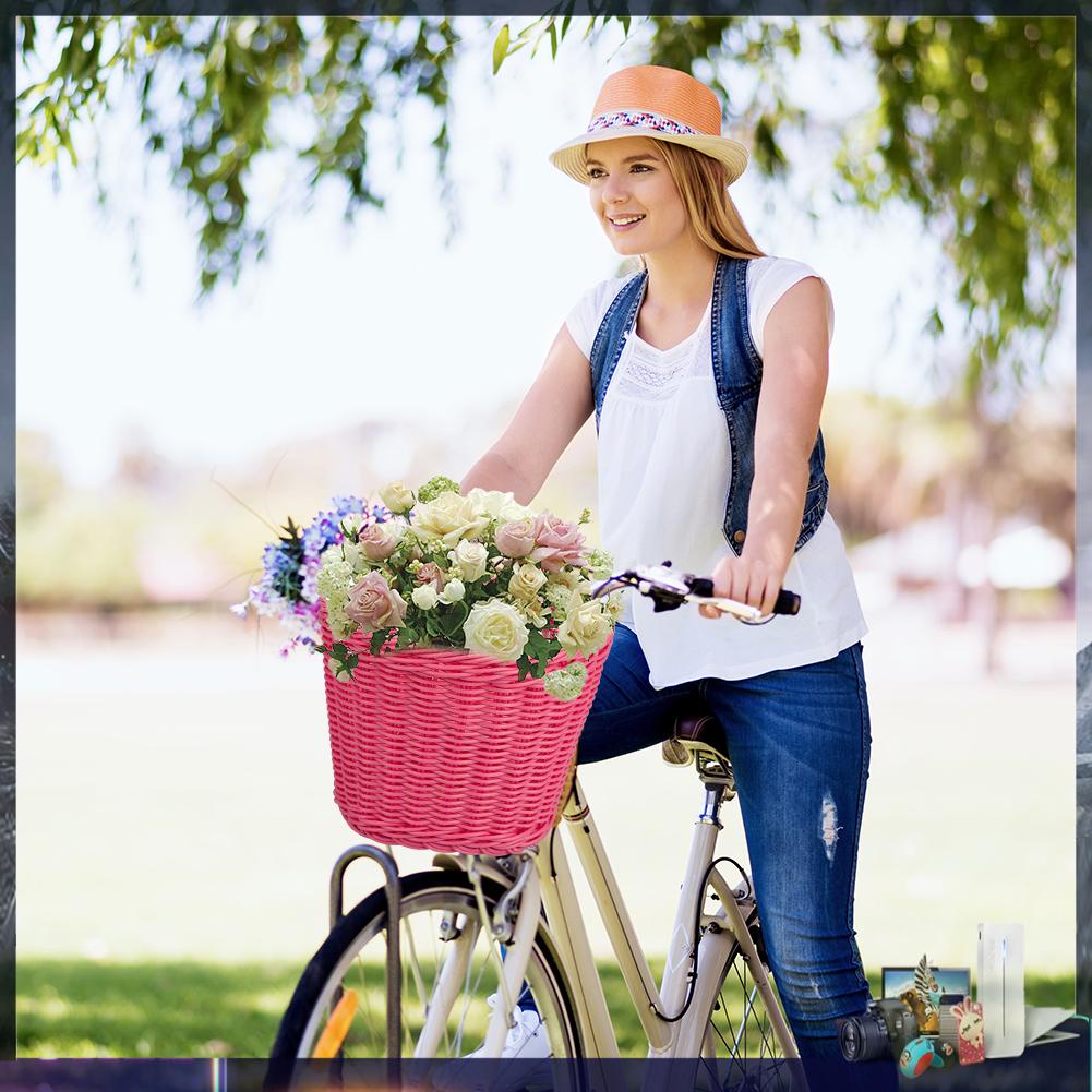 Giỏ đan mây đựng đồ gắn ghi đông xe đạp tiện lợi