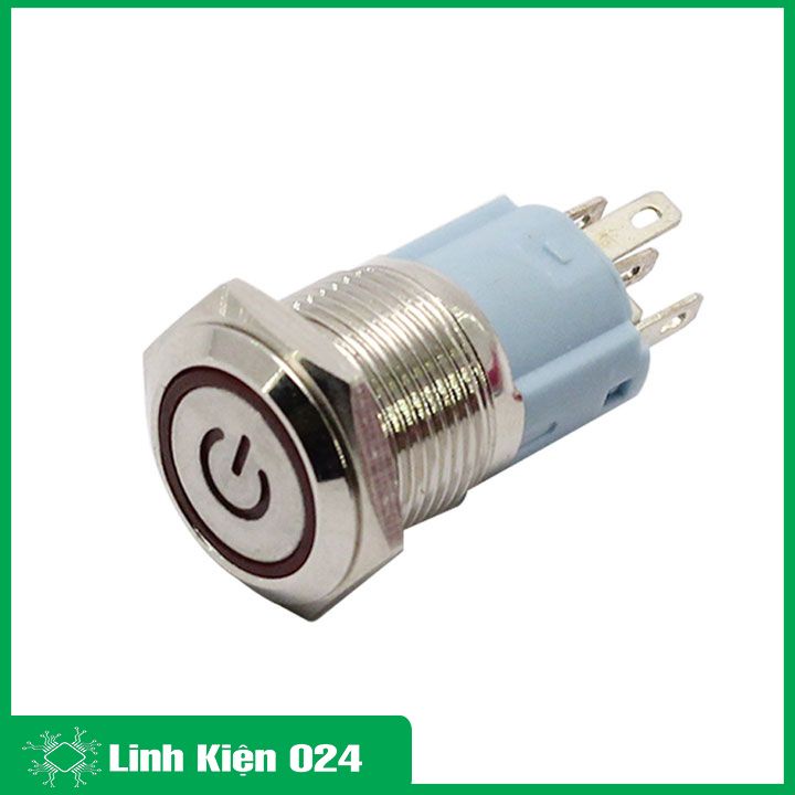 Nút nhấn đề sắt chống nước có đèn báo 24VDC-16mm nhấn nhả