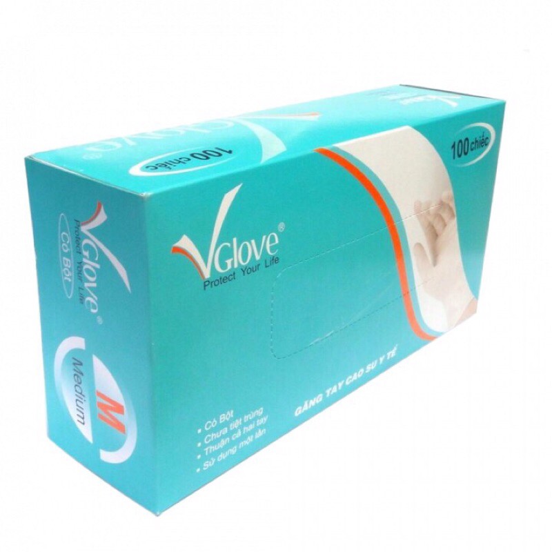 Găng tay y tế có bột Vglove nhiều size (100 đôi/ hộp)