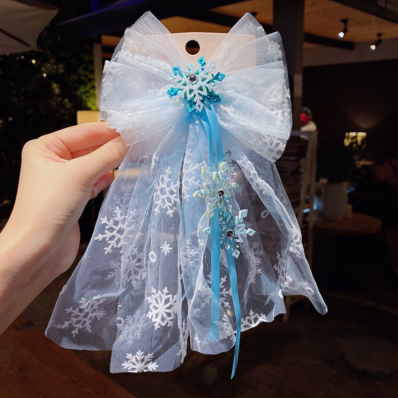 Kẹp Tóc Nơ Bằng Lưới Organza In Họa Tiết Dễ Thương Thời Trang Dành Cho Bé Gái