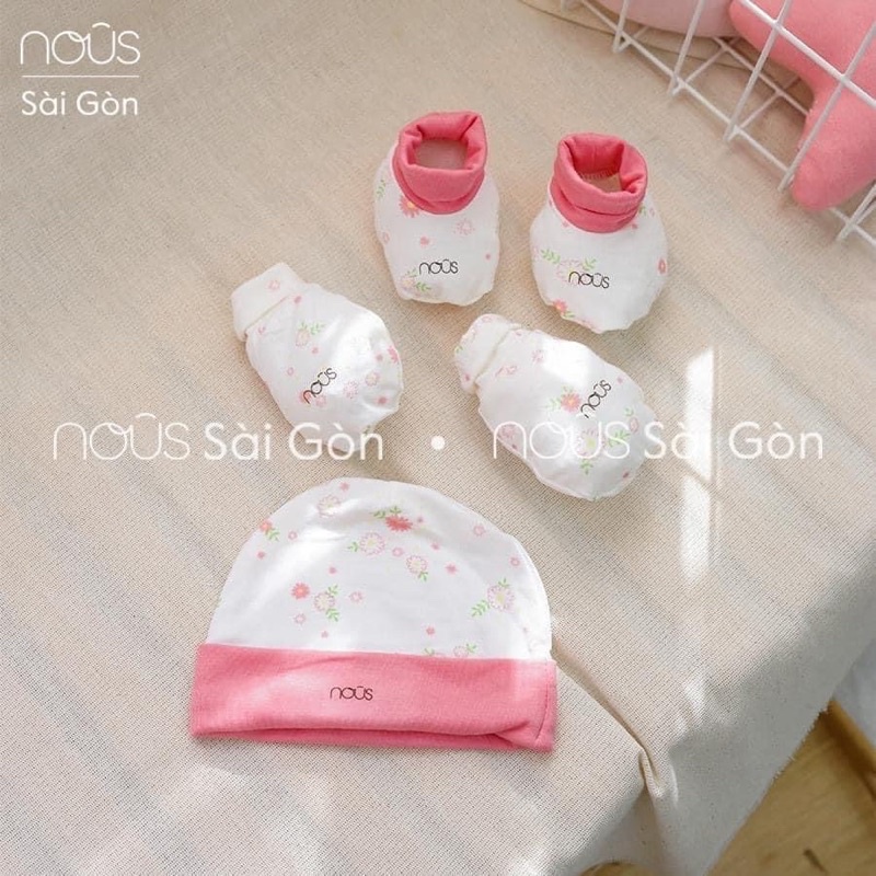NOUS Set mũ bao tay bao chân sơ sinh Set phụ kiện sơ sinh