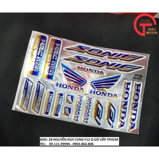 TẤM TEM 7 MÀU KÈM LOGO VÀ CHỮ DÁN XE HONDA SONIC BẰNG DECAL DẺO